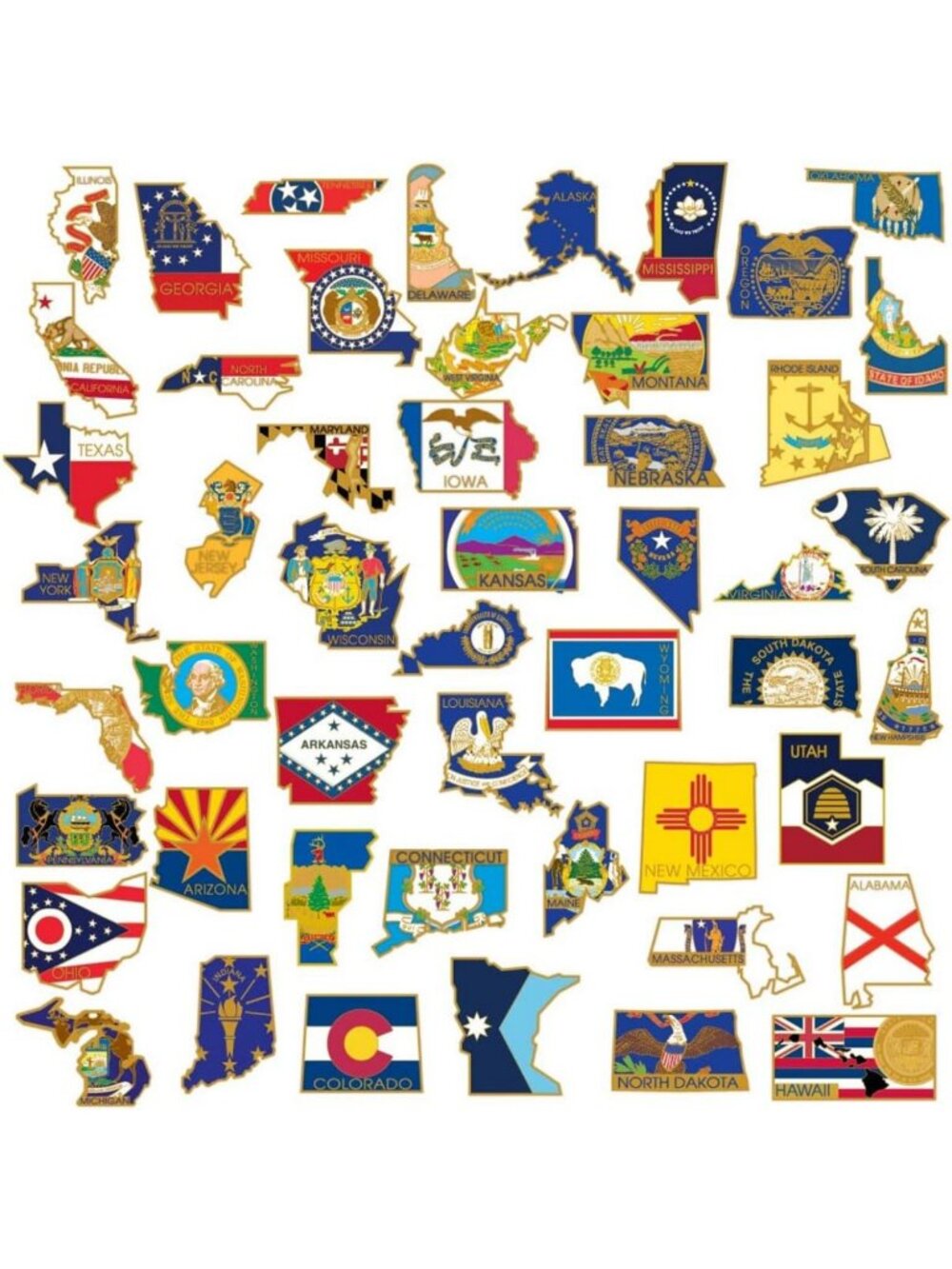State Shape Flag Lapel Pin - Unique Enamel Pin for Collectors & Gifts